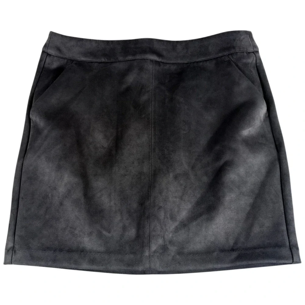VTG Vero Moda Faux Suede Mini Skirt Womens Medium Gray Premium Summer Back Zip